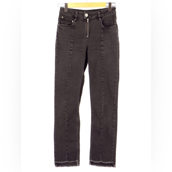MAJE Jeans Parlo 42 Zip-Front Stepped-Hem Stretch Denim Straight Leg Ankle crop - Picture 1 of 10